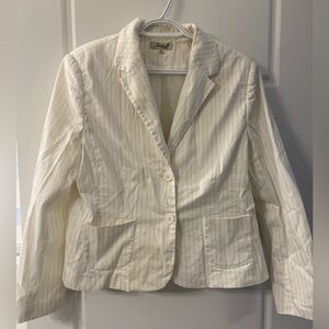 Vintage 90s Jessica Petite Women's Cream Pinstripe Blazer Officewear